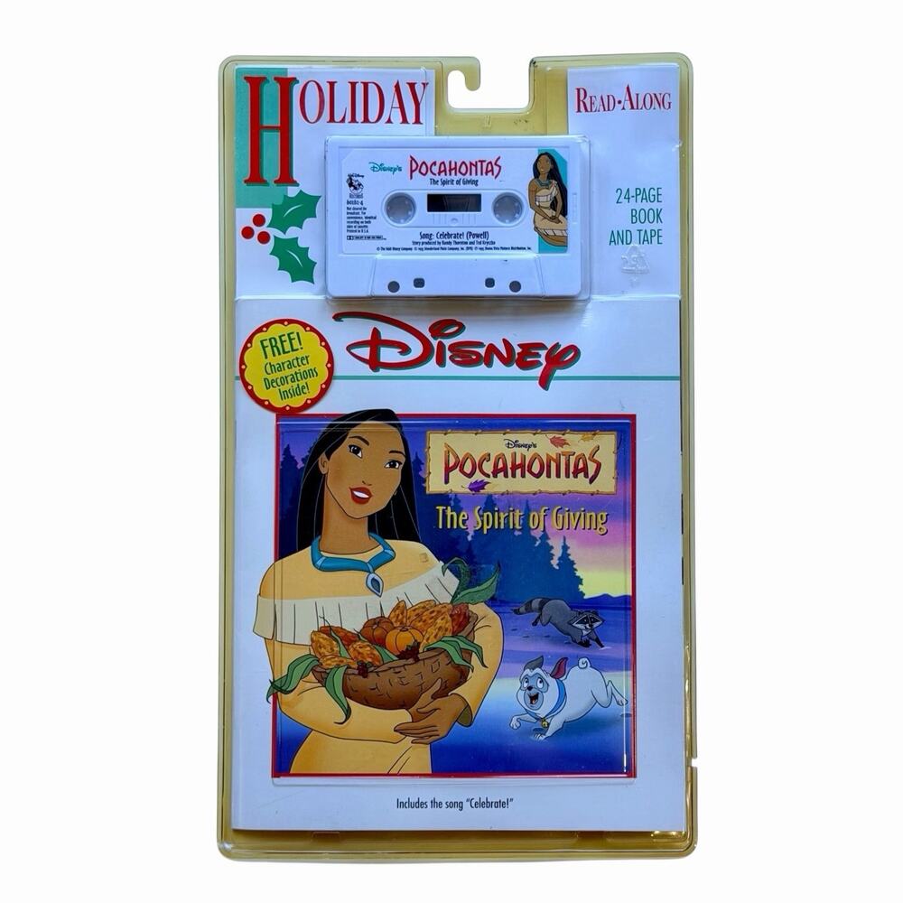 Vintage 1995 Disney Pocahontas Holiday Read-Along Book & Cassette Set Sealed